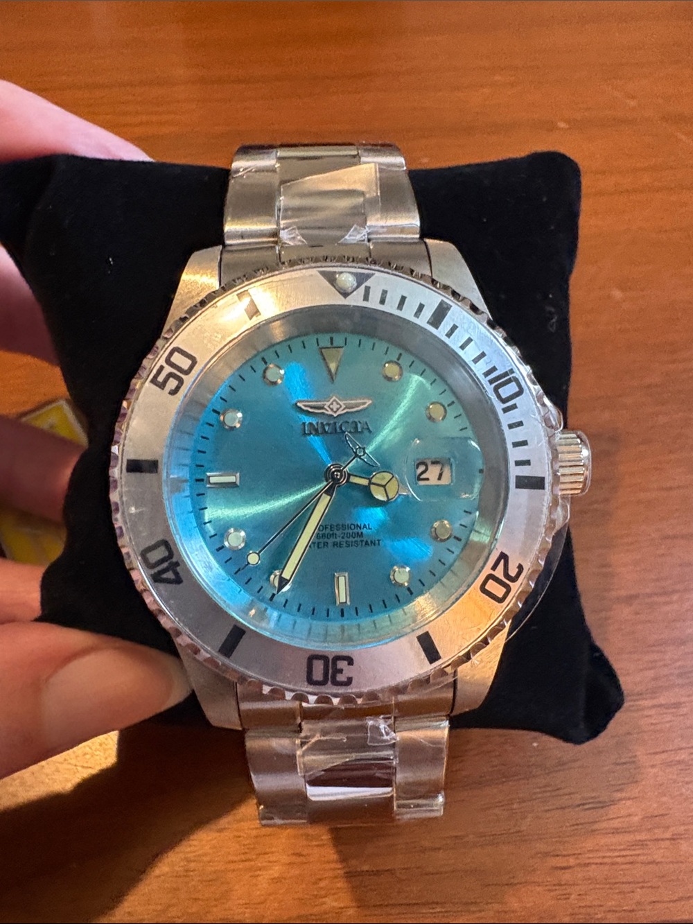 Invicta Silver Dive Watch with Turquoise Blue Dial